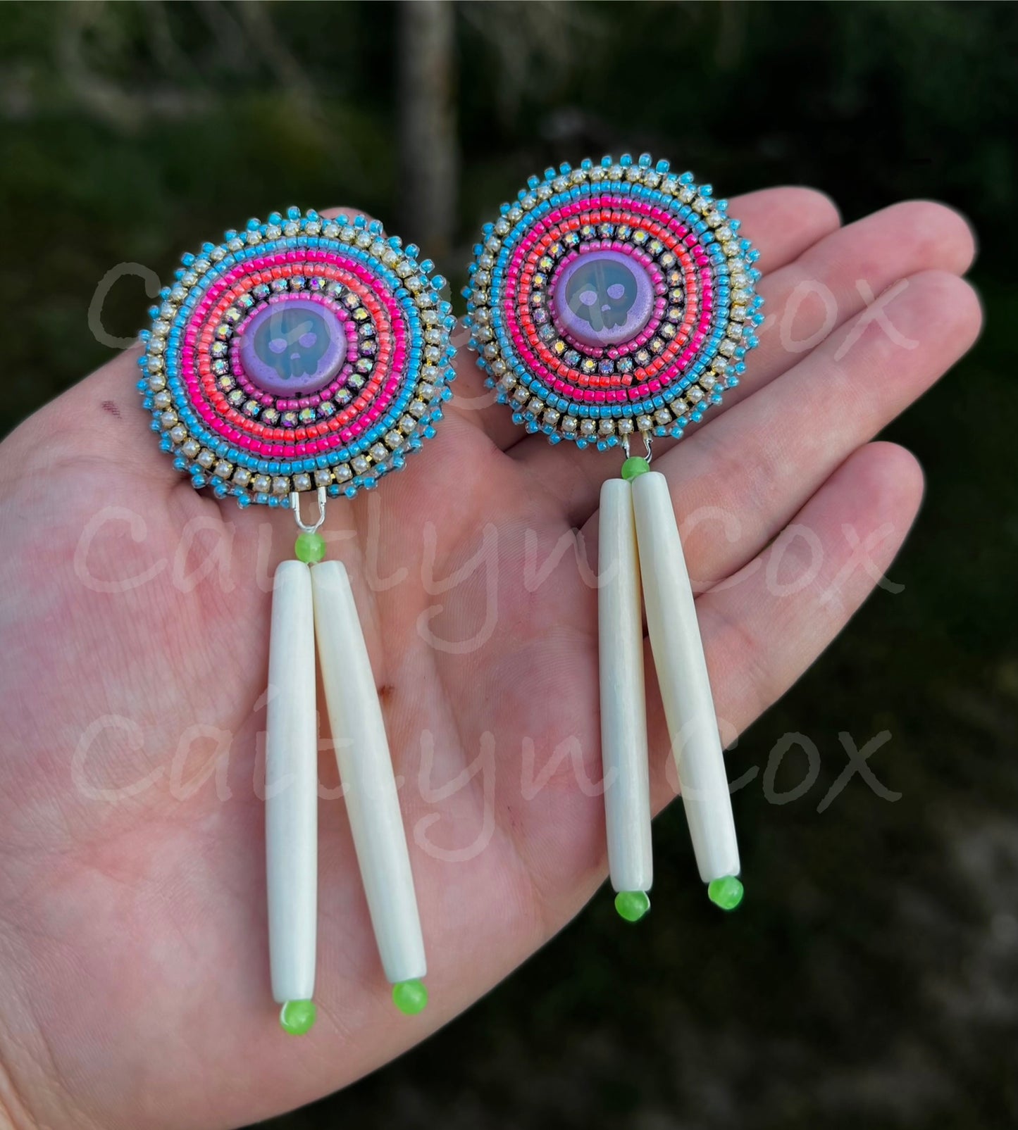 Uranium Skull & Bone Dangles (UV reactive)
