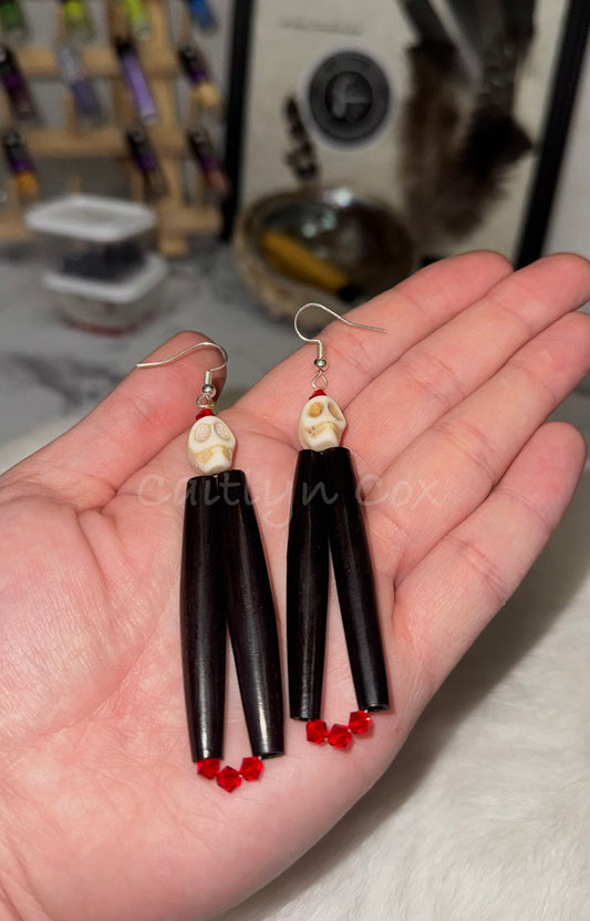 Red Crystal Skull Dangles