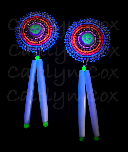 Uranium Skull & Bone Dangles (UV reactive)