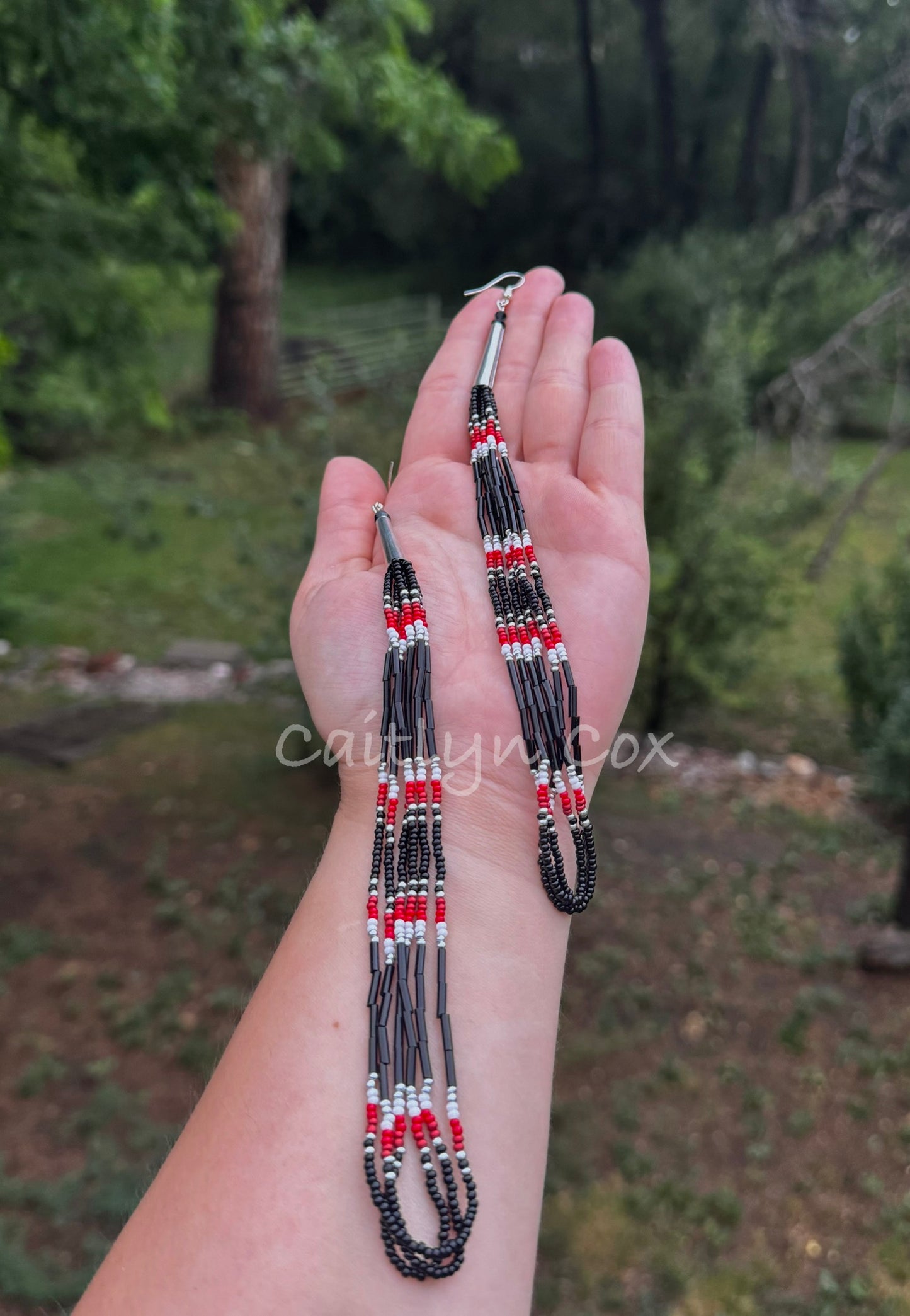 Two Tiered Fringe Beaded Earrings