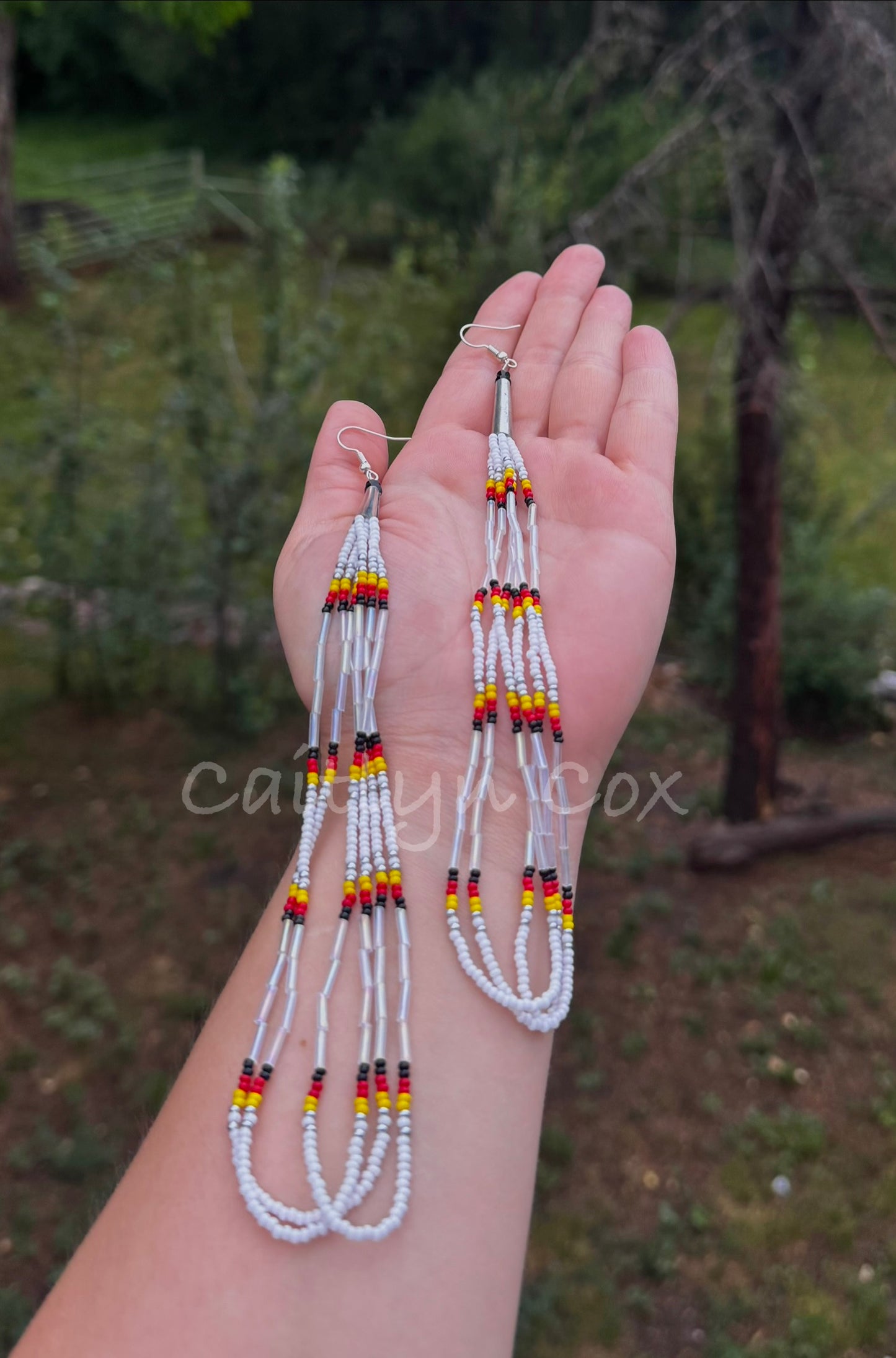 Two Tiered Fringe Beaded Earrings