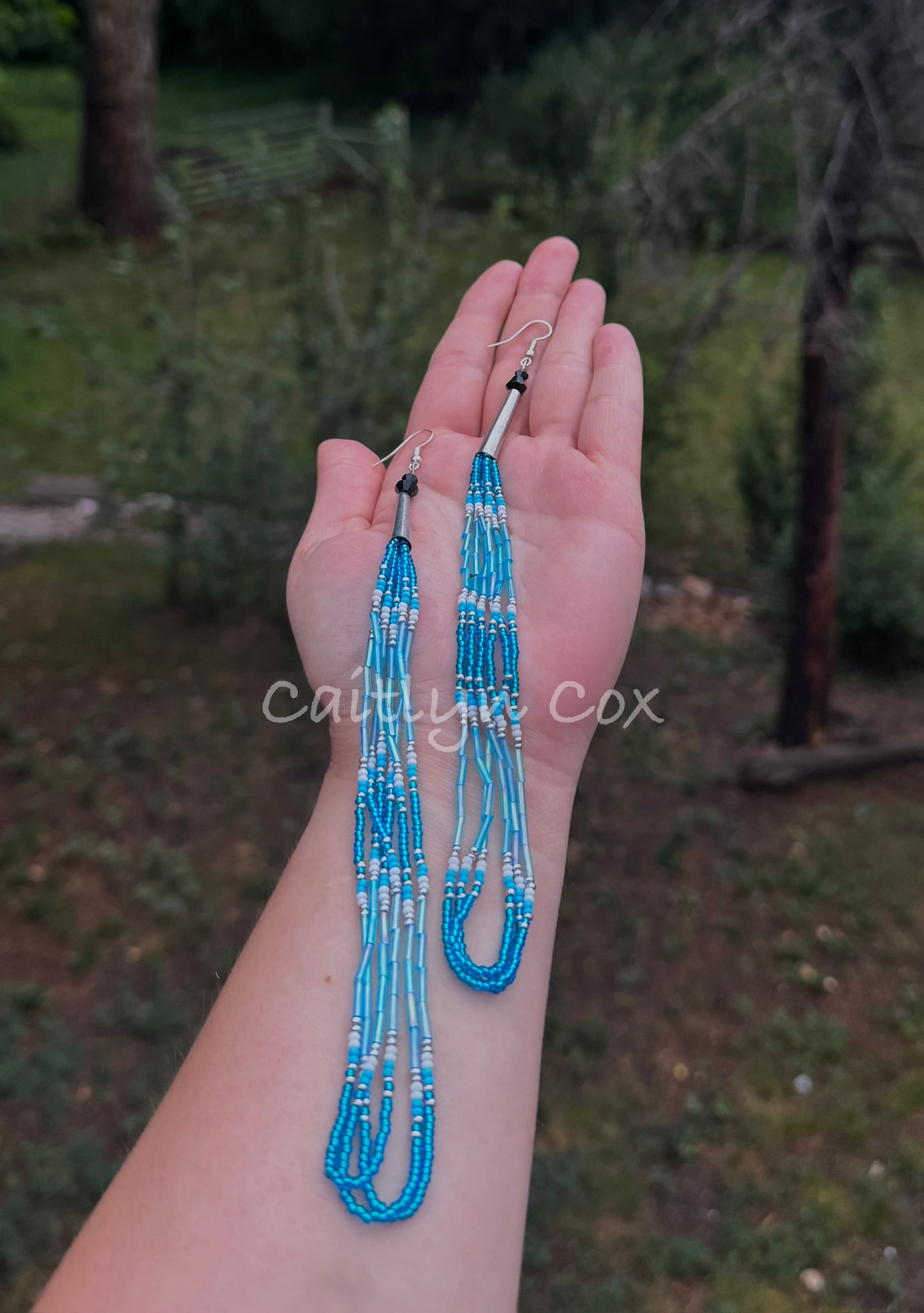 Two Tiered Fringe Beaded Earrings